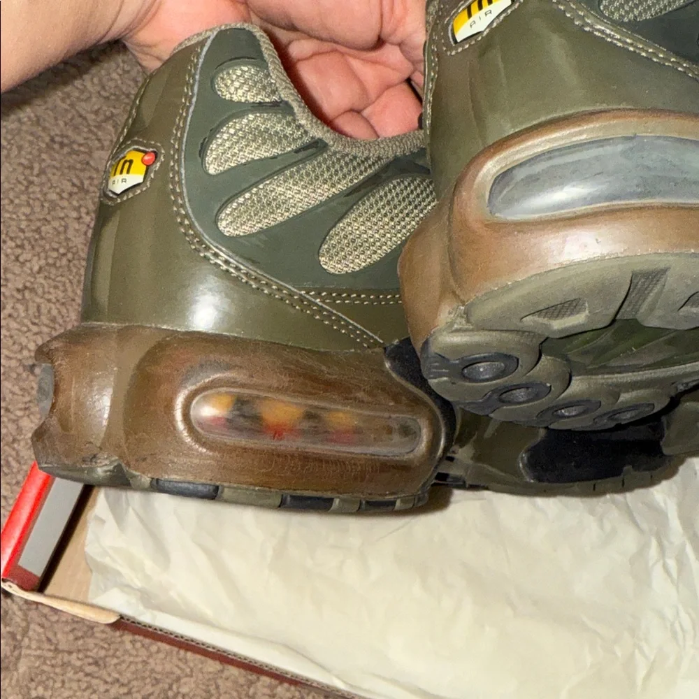 Nike Air Max Plus Olive Green cargo and Brown Nike Sneakers size 7 youth